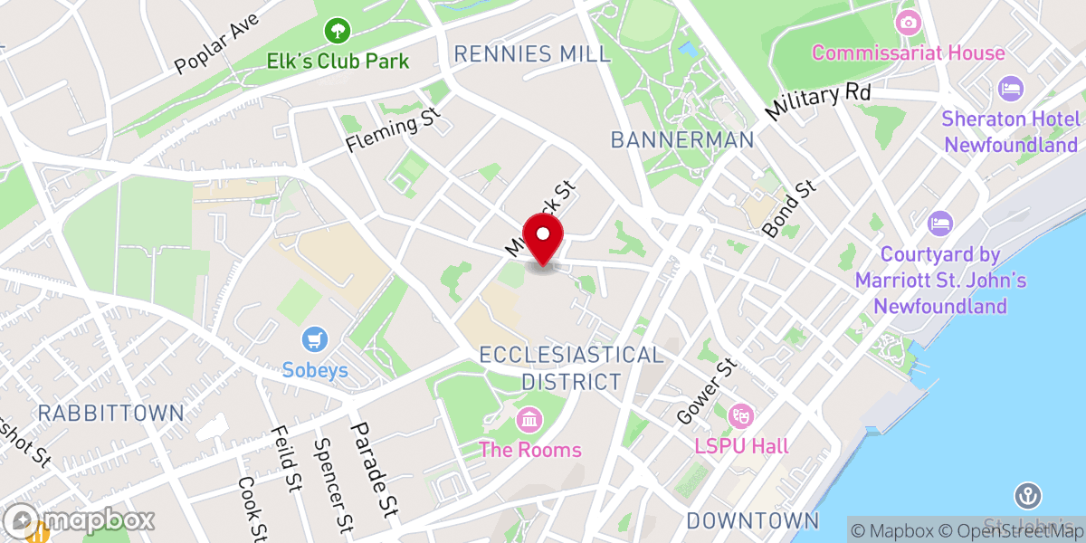 Map showing location of Victory St. John’s