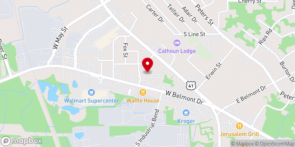Map showing location of Belmont Baptist Church