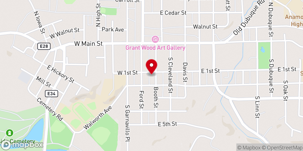 Map showing location of First Congregational Church