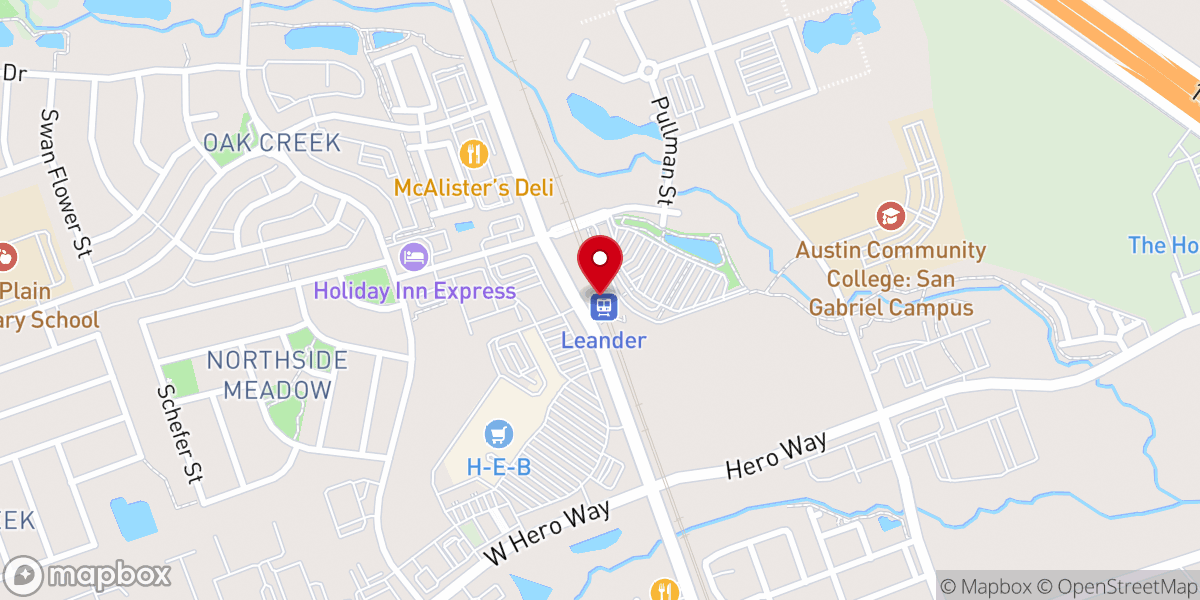 Map showing location of Leander Station