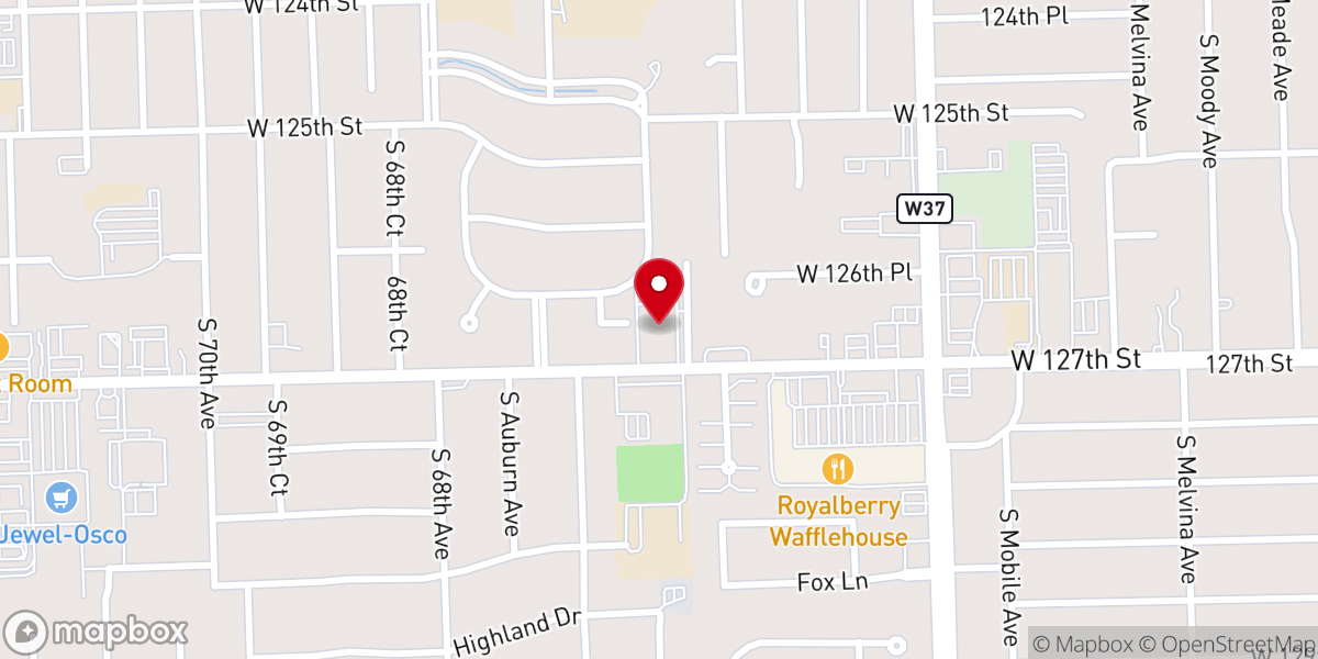 Map showing location of Reformed Church of Palos Heights