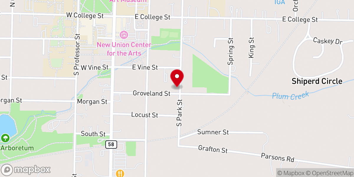 Map showing location of Rust United Methodist Church