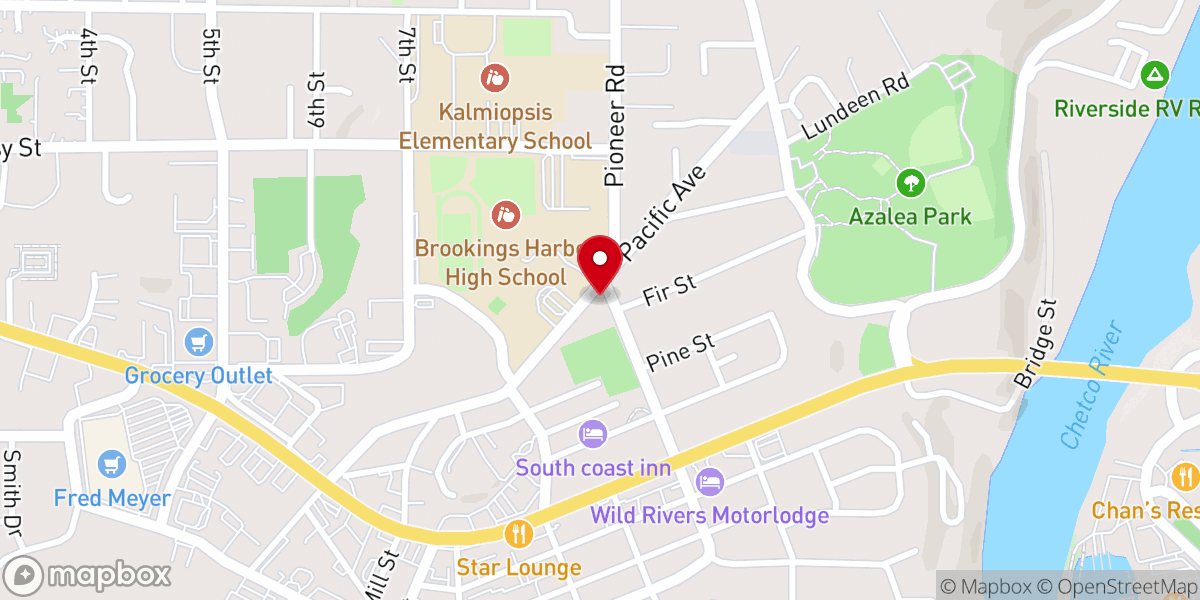 Map showing location of Brookings Presbyterian Church