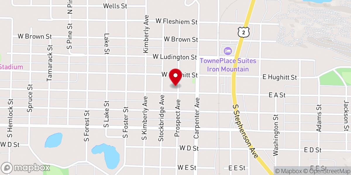 Map showing location of Saint Mary & Saint Joseph Catholic Church, Iron Mountain