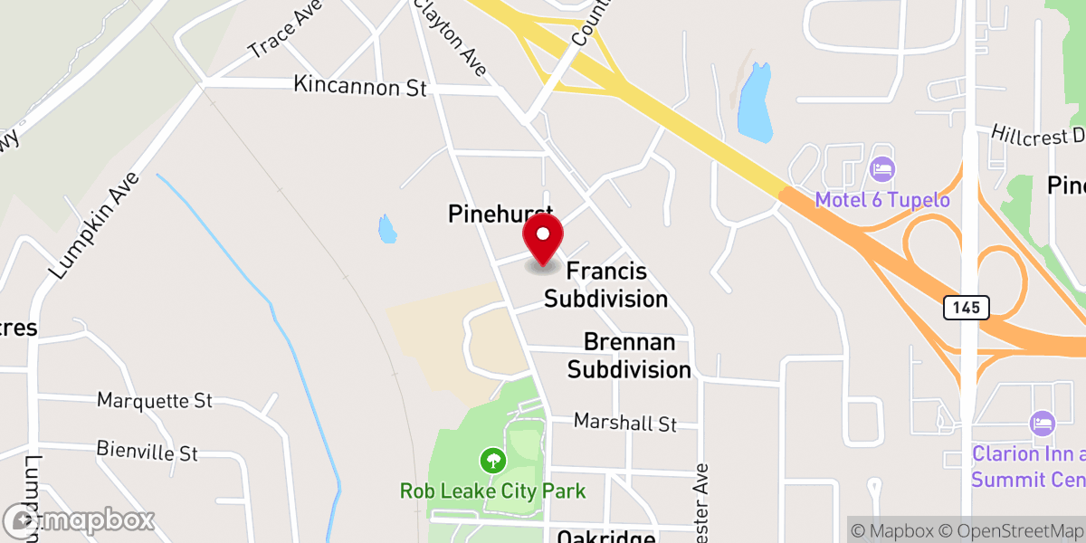 Map showing location of Parkway Baptist Church