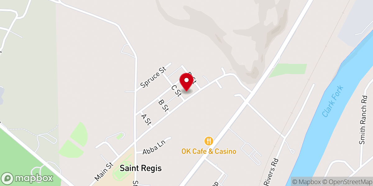 Map showing location of St. Regis Community Bible Church