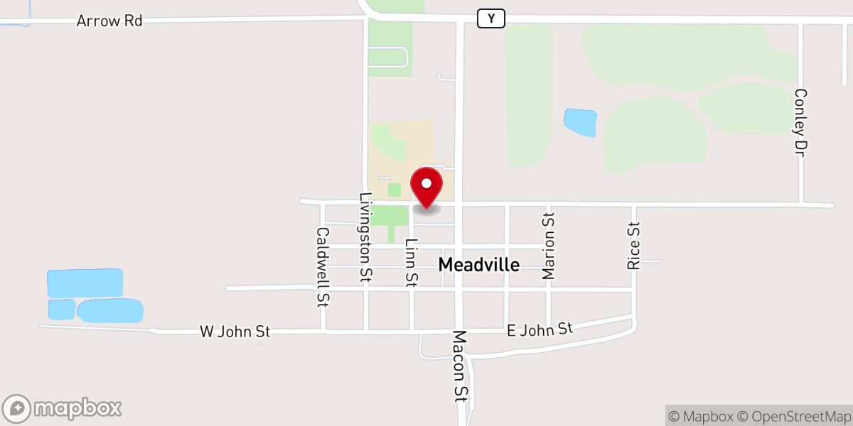 Map showing location of Meadville Community Center