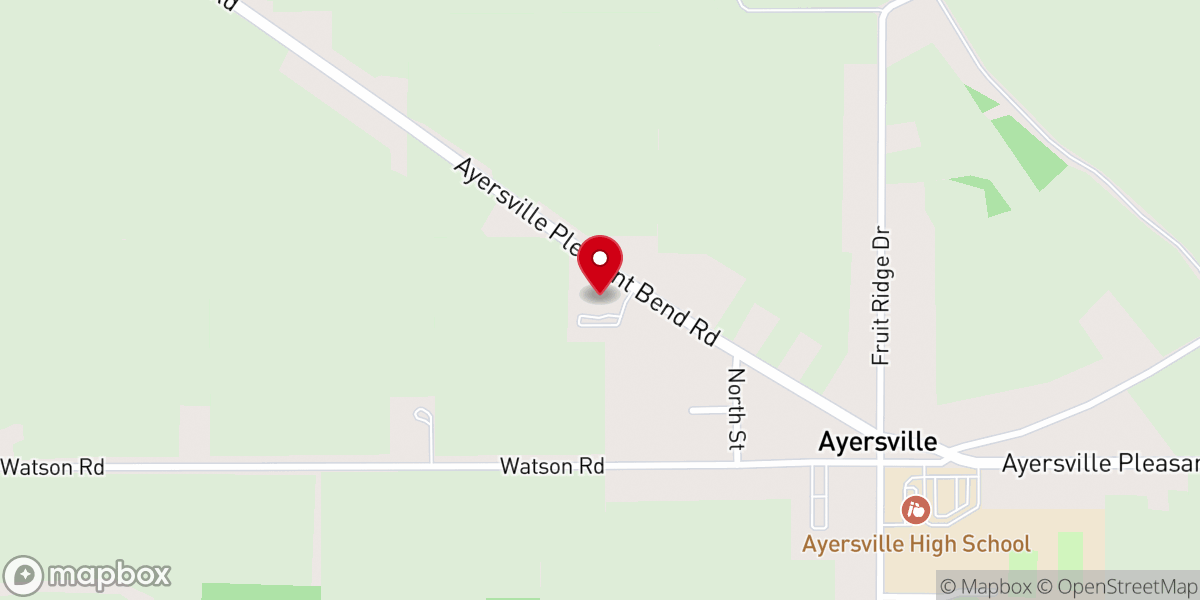 Map showing location of Ayersville Community Church