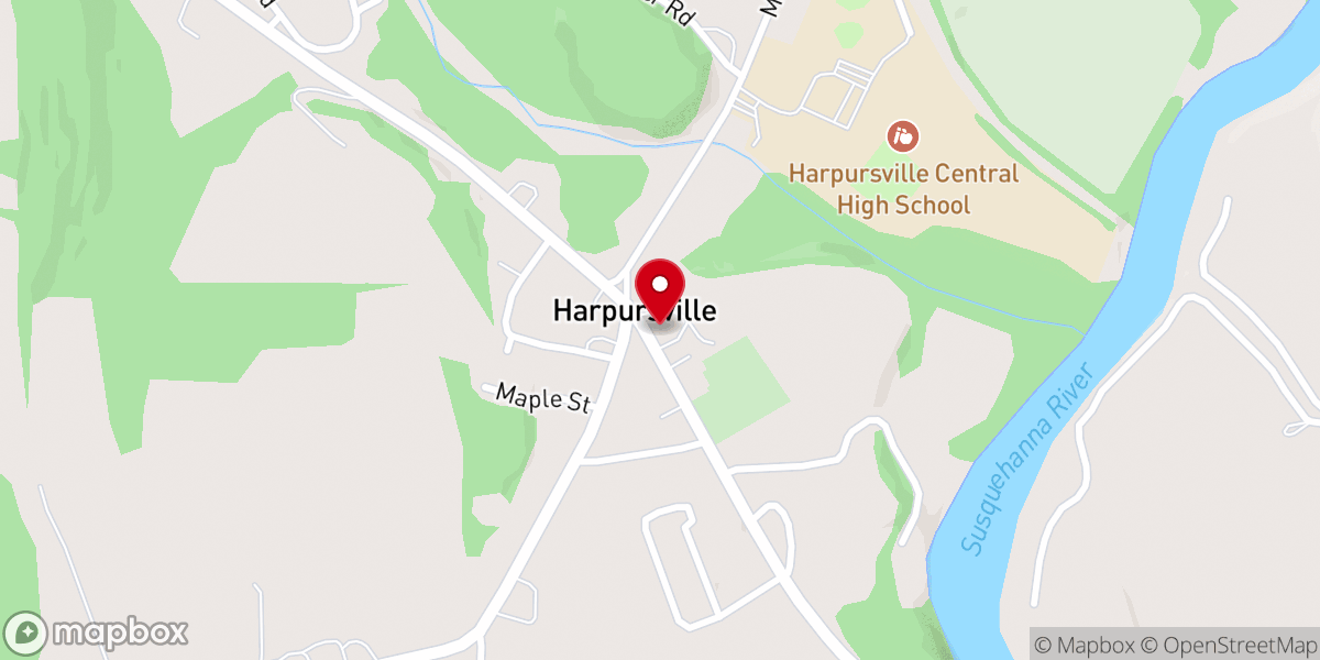 Map showing location of Harpursville Methodist Church