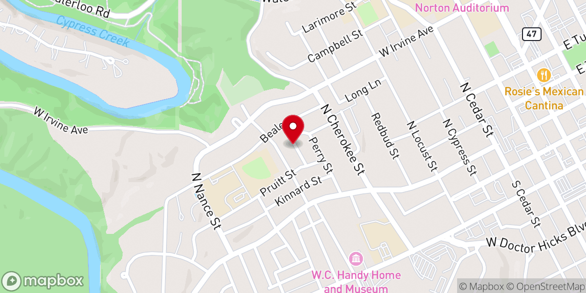Map showing location of Saint James Missionary Baptist Church