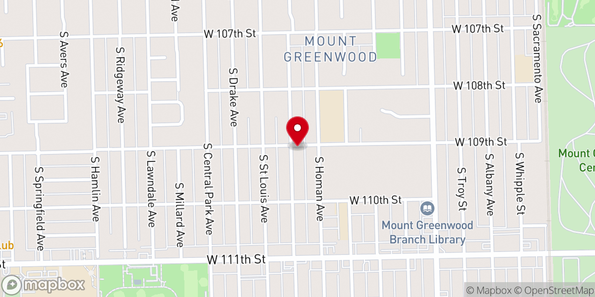Map showing location of Mt Greenwood Lutheran Church