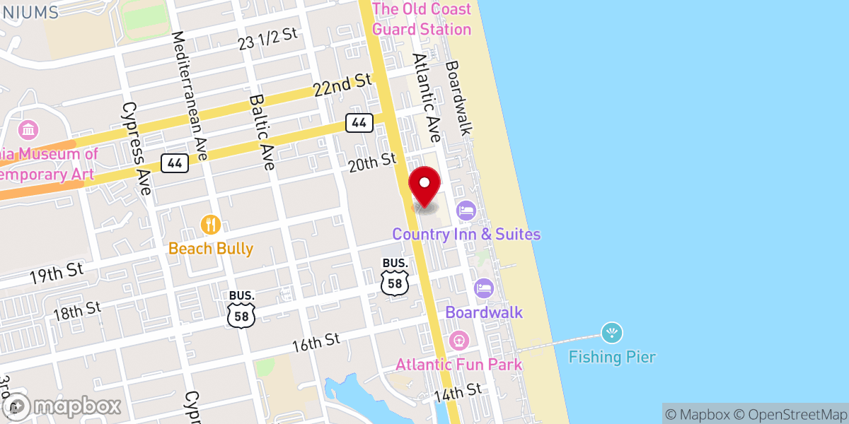 Map showing location of Virginia Beach United Methodist Church