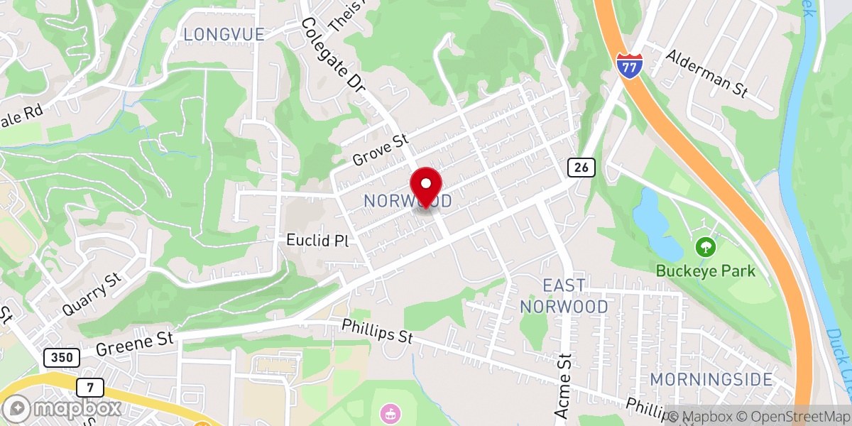 Map showing location of Norwood United Methodist Church