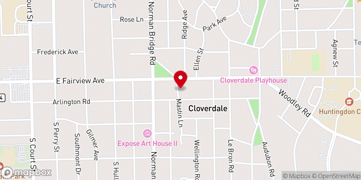 Map showing location of Cloverdale Baptist Church