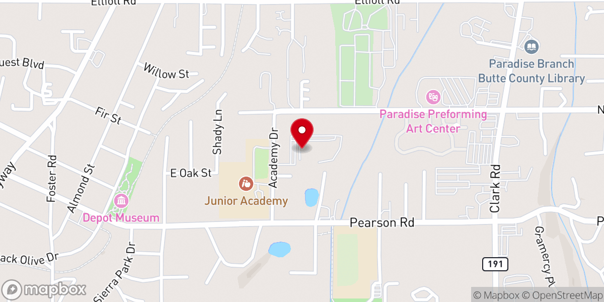 Map showing location of Paradise Adventist Church
