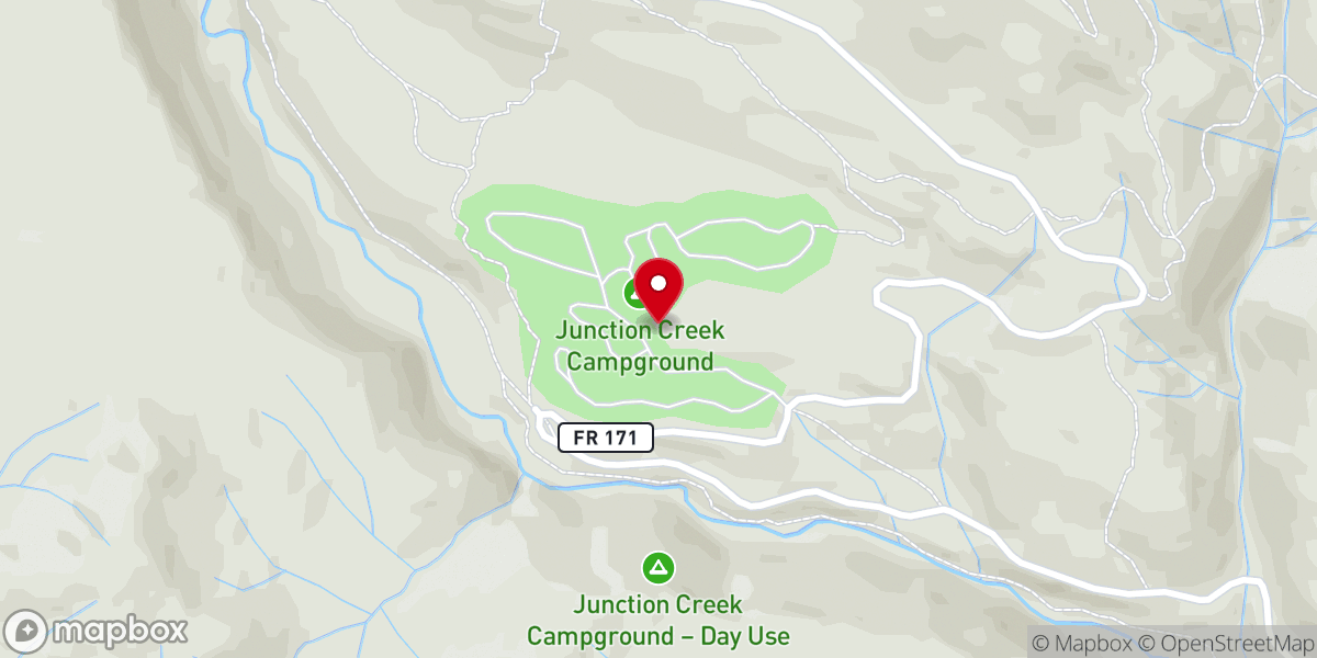 Map showing location of Junction Creek Campground