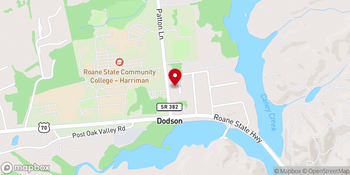 Map showing location of Baptist Collegiate Ministry at Roane State RSCC BCM