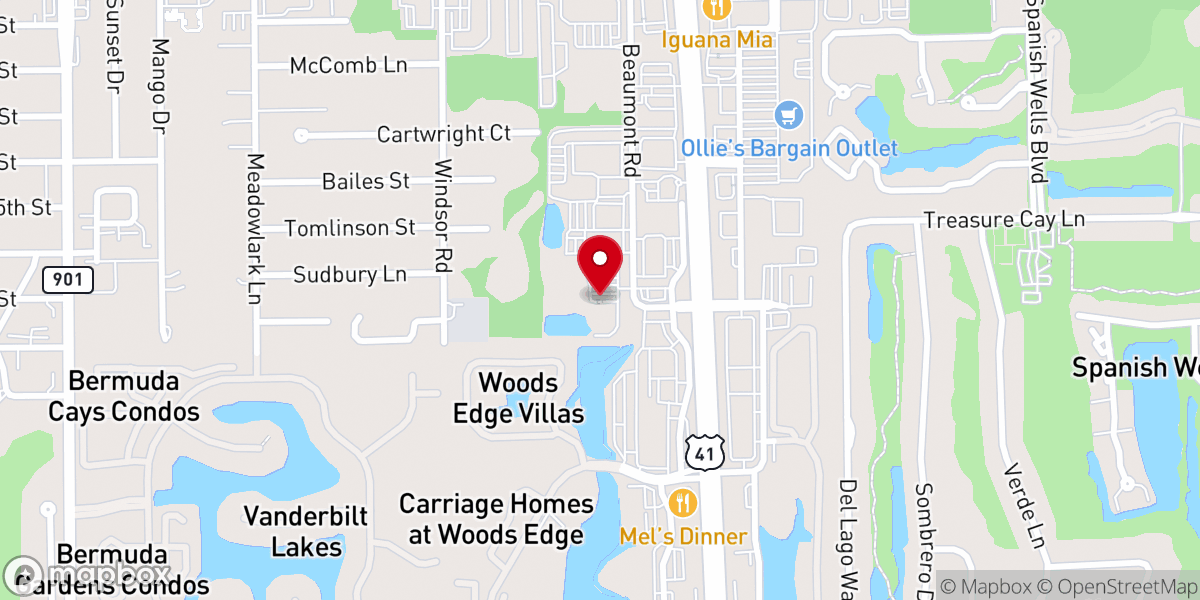 Map showing location of Parish Life Center