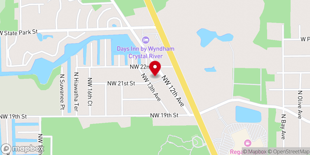 Map showing location of Crystal River Church of God