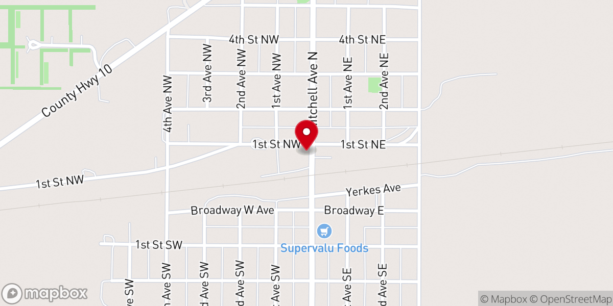 Map showing location of First Presbyterian Church of Steele