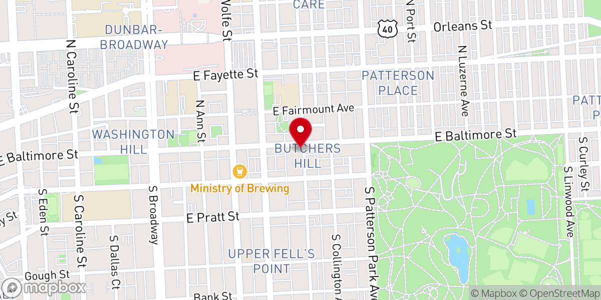 Map showing location of Iglesia de Dios de Baltimore