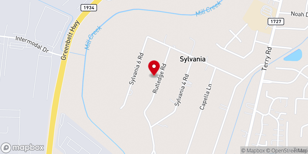Map showing location of Rutledge Road Baptist Church