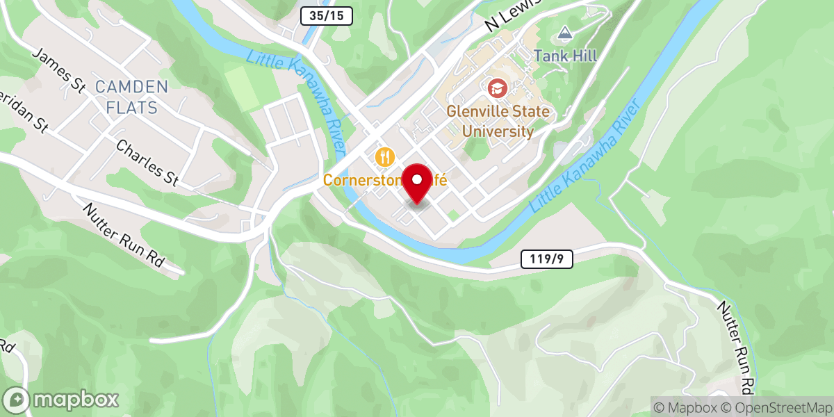 Map showing location of First Baptist Church