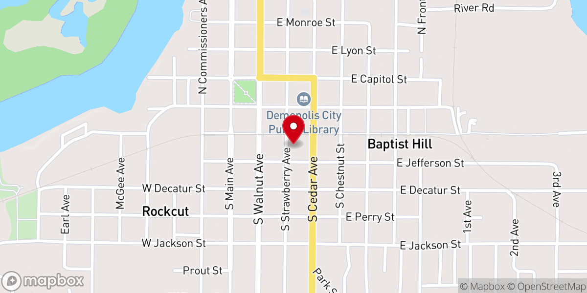 Map showing location of First Christian Church