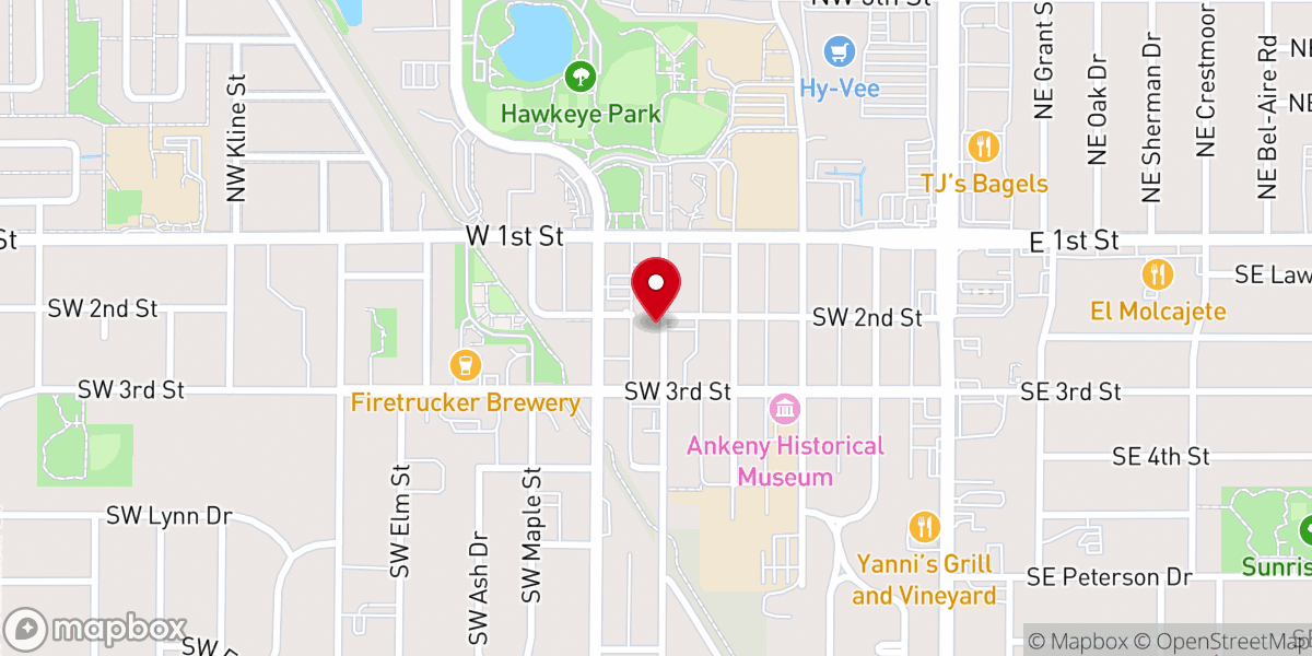 Map showing location of Ankeny First United Methodist Church