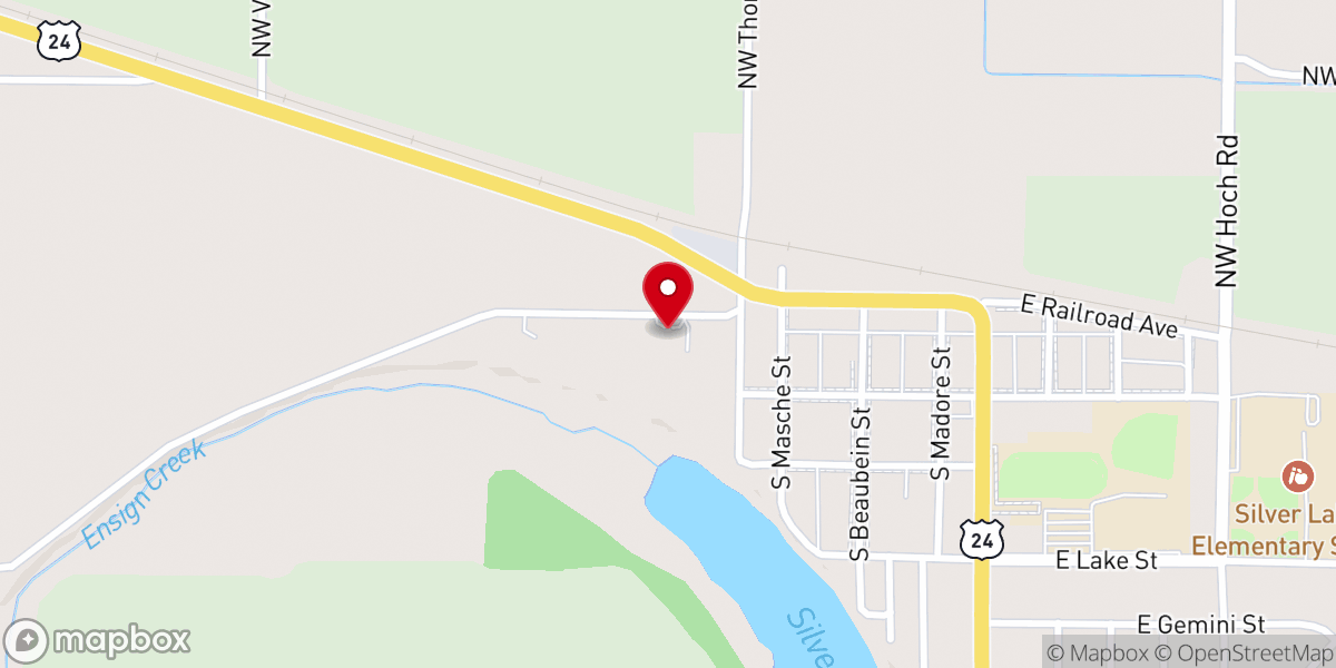 Map showing location of Silver Lake Church