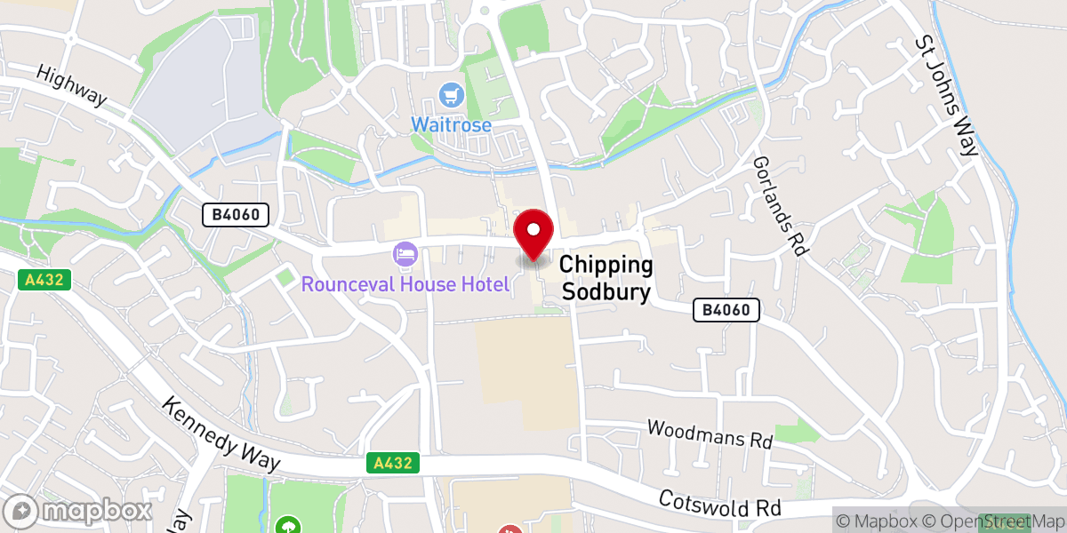Map showing location of Chipping Sodbury Baptist Church