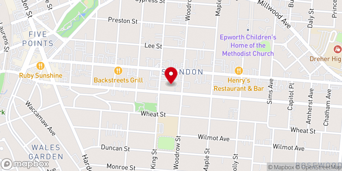 Map showing location of Shandon Presbyterian Church