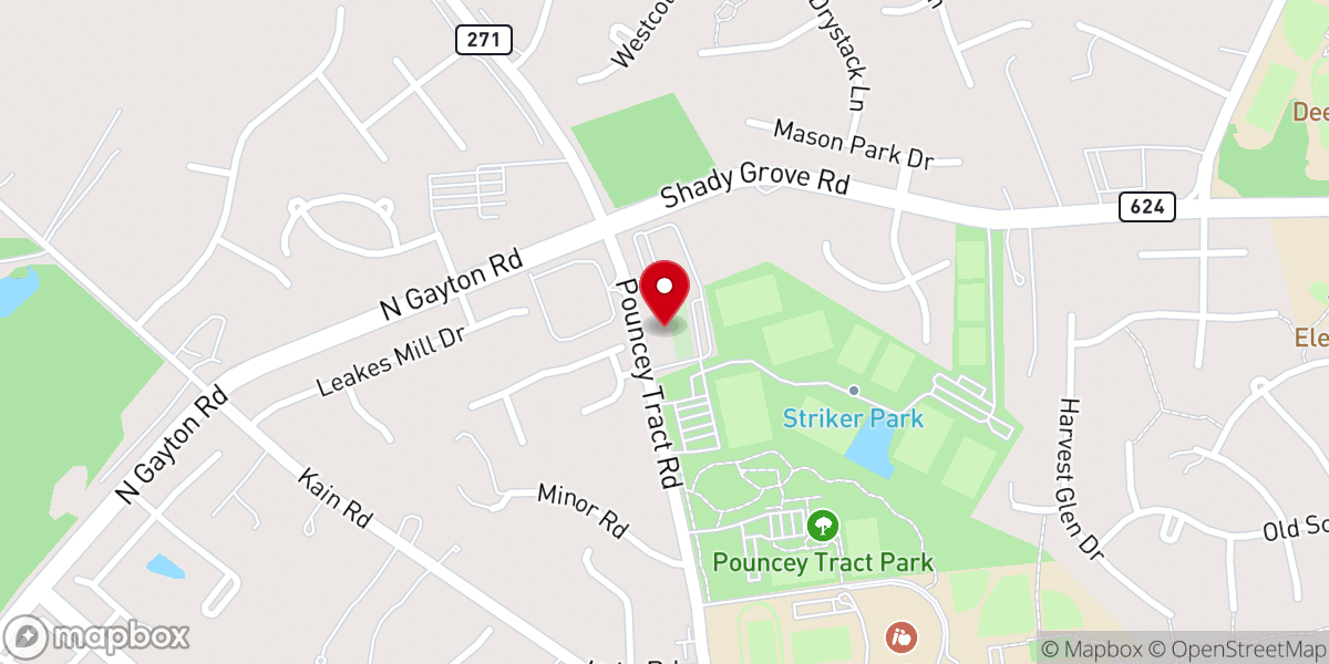 Map showing location of Shady Grove United Methodist Church