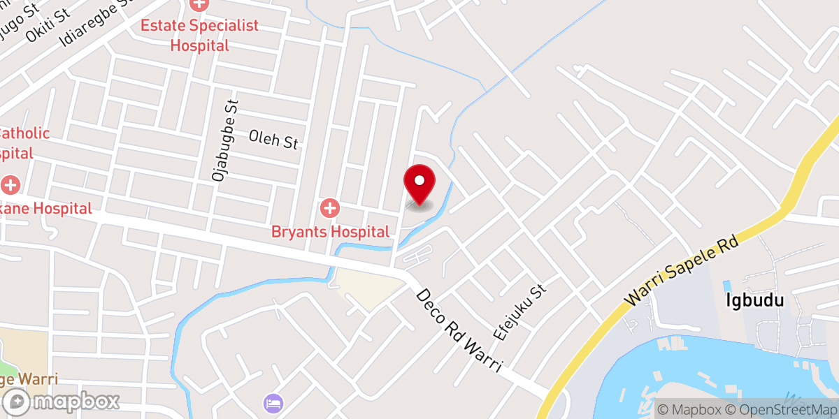 Map showing location of Church of the Ascension Anglican Communion warri