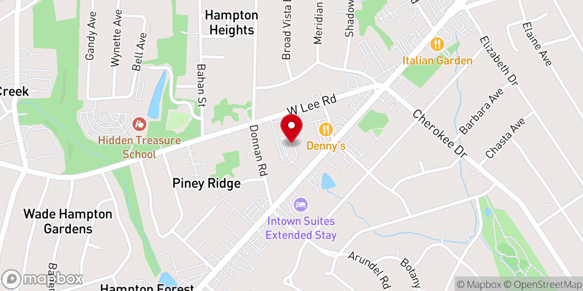 Map showing location of Hampton Heights Baptist Church