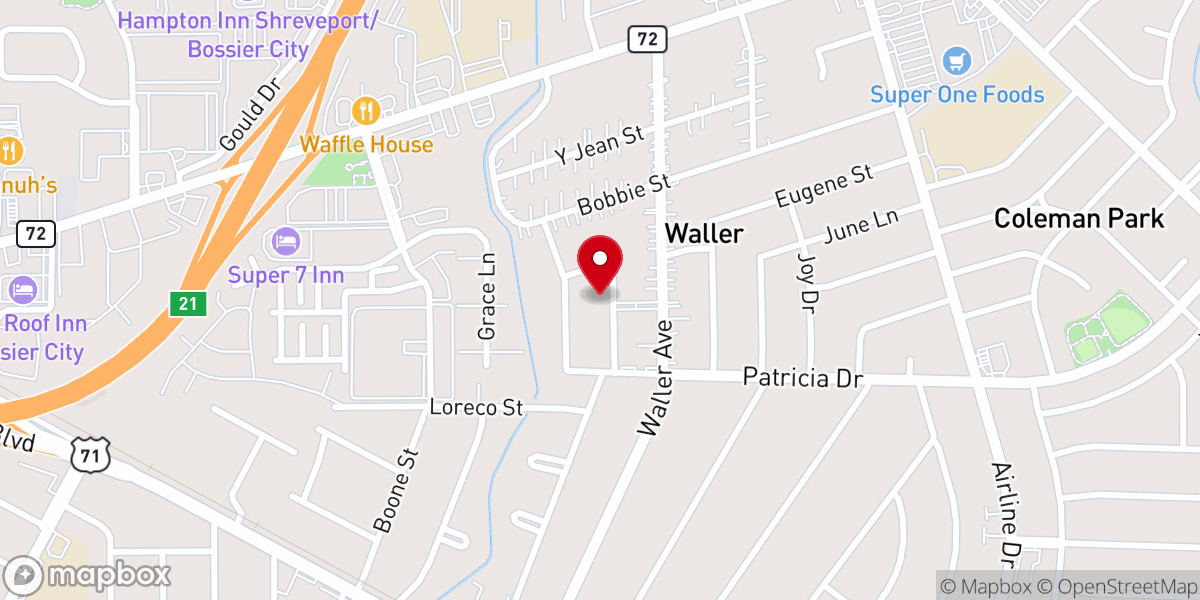 Map showing location of Bossier AME Church