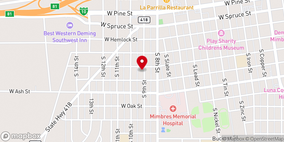 Map showing location of 9th Street Church of Christ