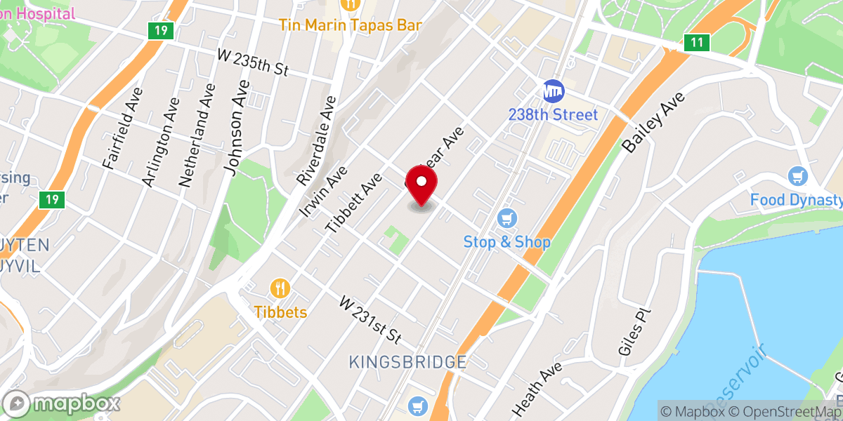 Map showing location of Kingsbridge Party Hall