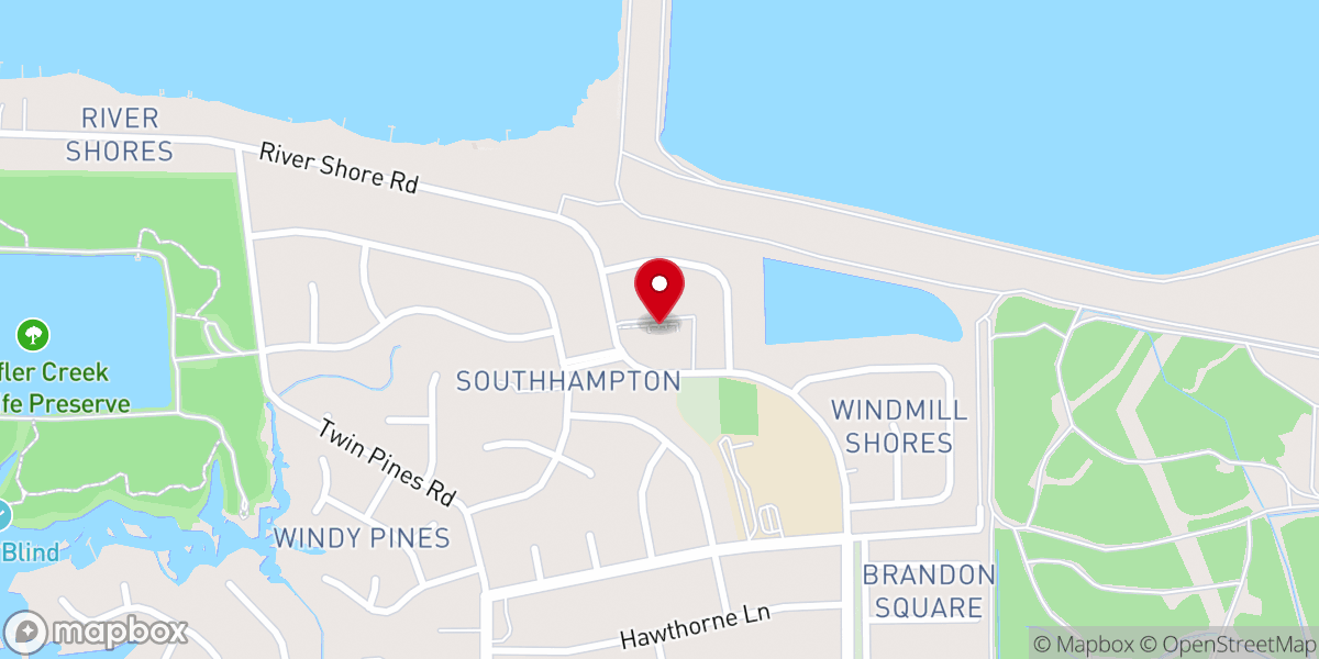 Map showing location of River Shore Baptist Church