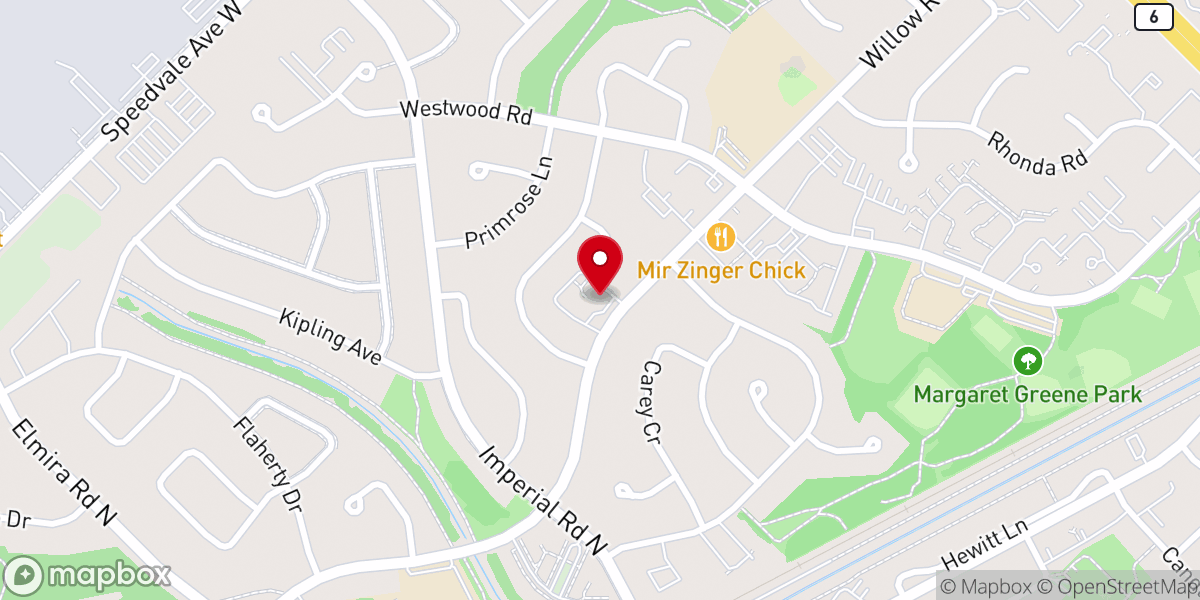 Map showing location of Three Willows United Church