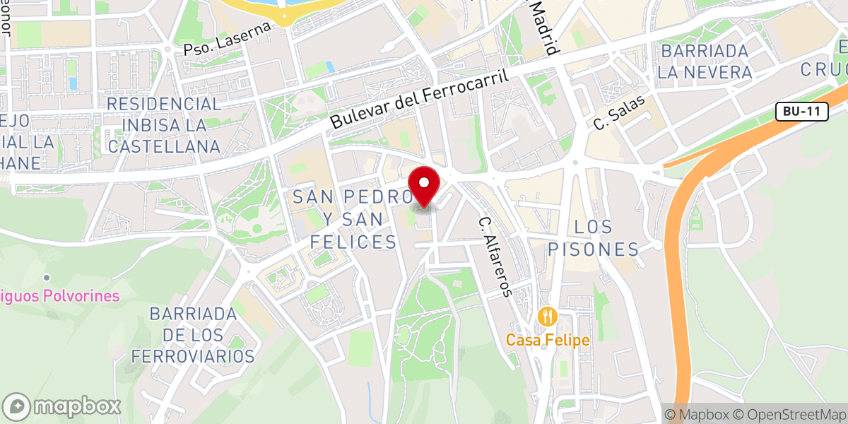 Map showing location of Iglesia de San Pedro y San Felices