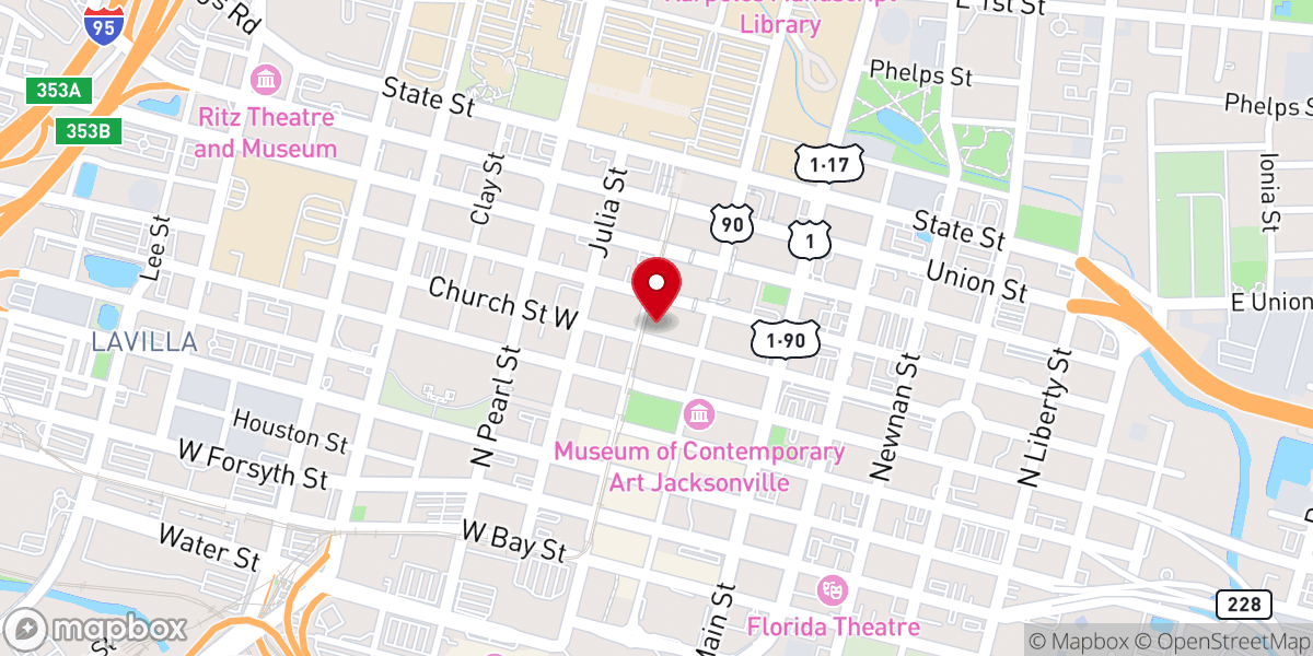 Map showing location of First Baptist Church Hobson Auditorium