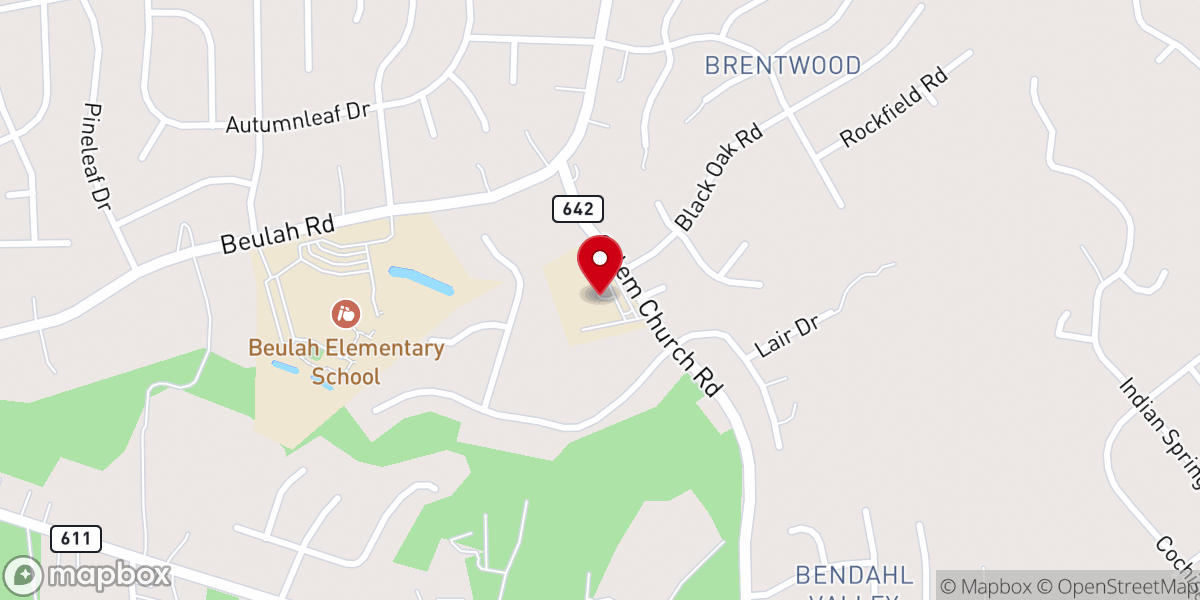 Map showing location of Webber Memorial Baptist Church