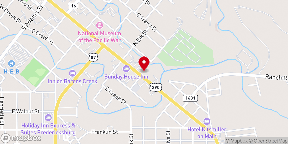 Map showing location of Christian Methodist Episcopal Church of Gillespie County