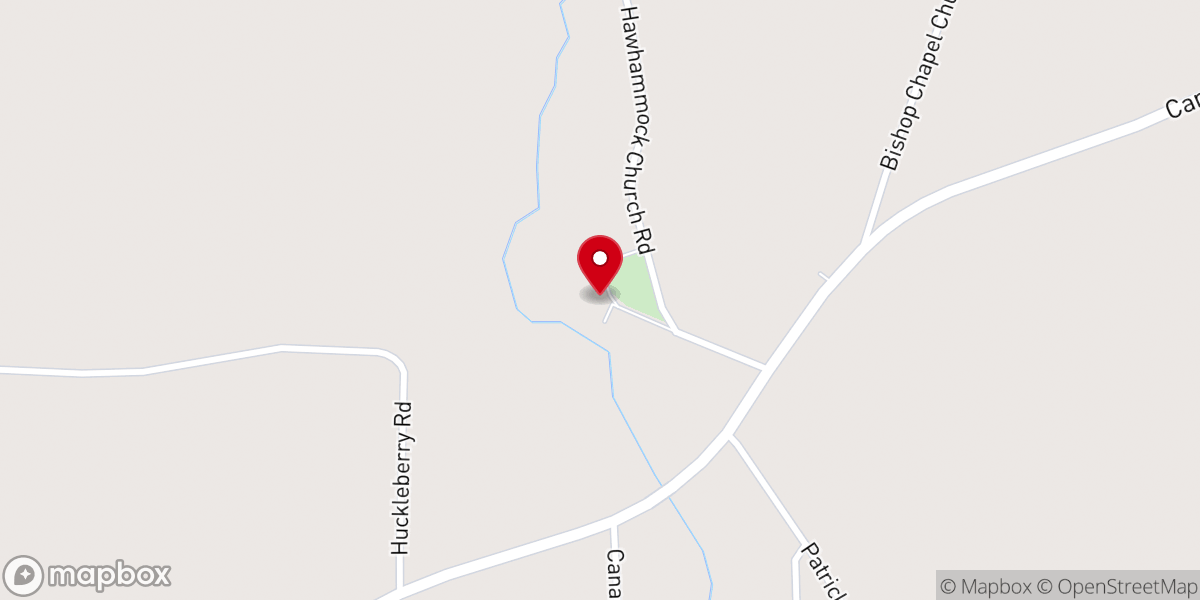 Map showing location of Hawhammock Missionary Baptist Church