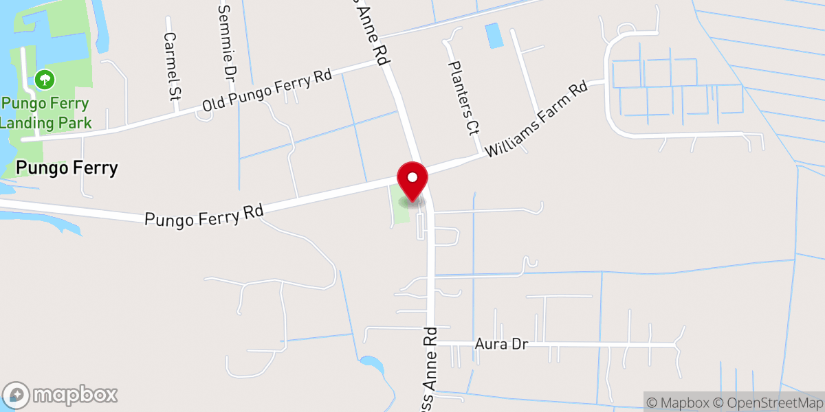 Map showing location of Oak Grove Baptist Church