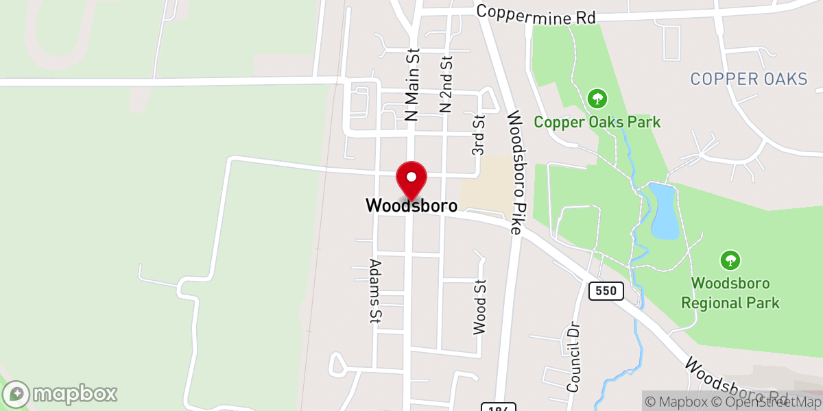 Map showing location of Woodsboro
