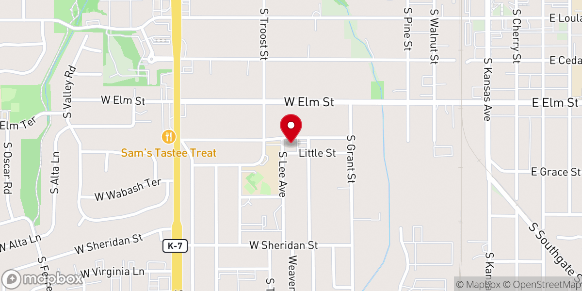 Map showing location of Calvary Chapel Johnson County