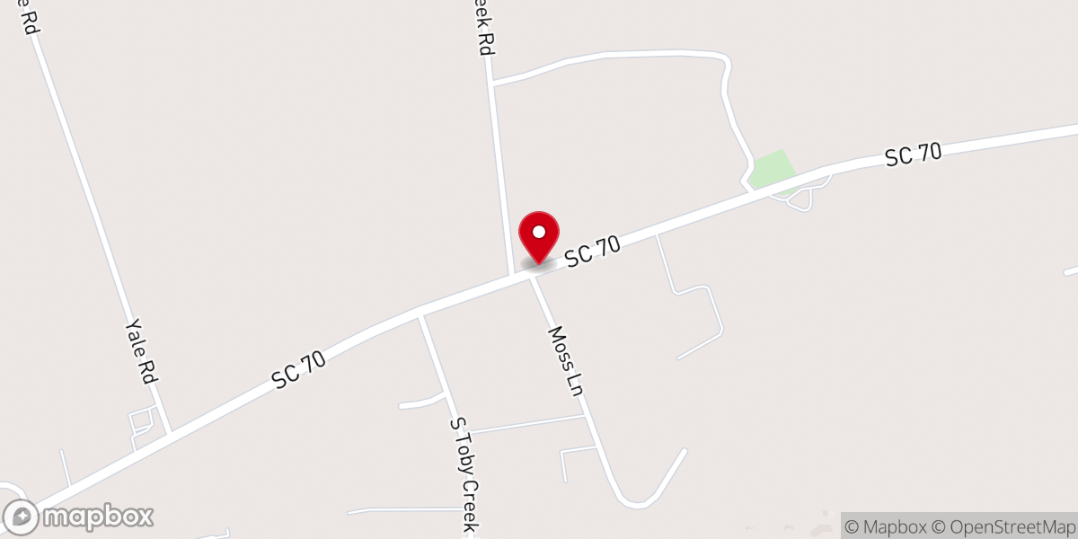 Map showing location of Hagood Baptist Church at Toby Creek