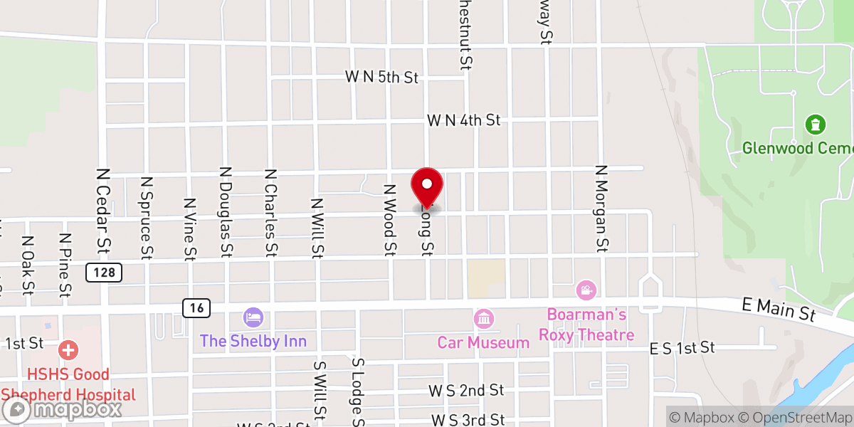 Map showing location of Shelbyville Historic District
